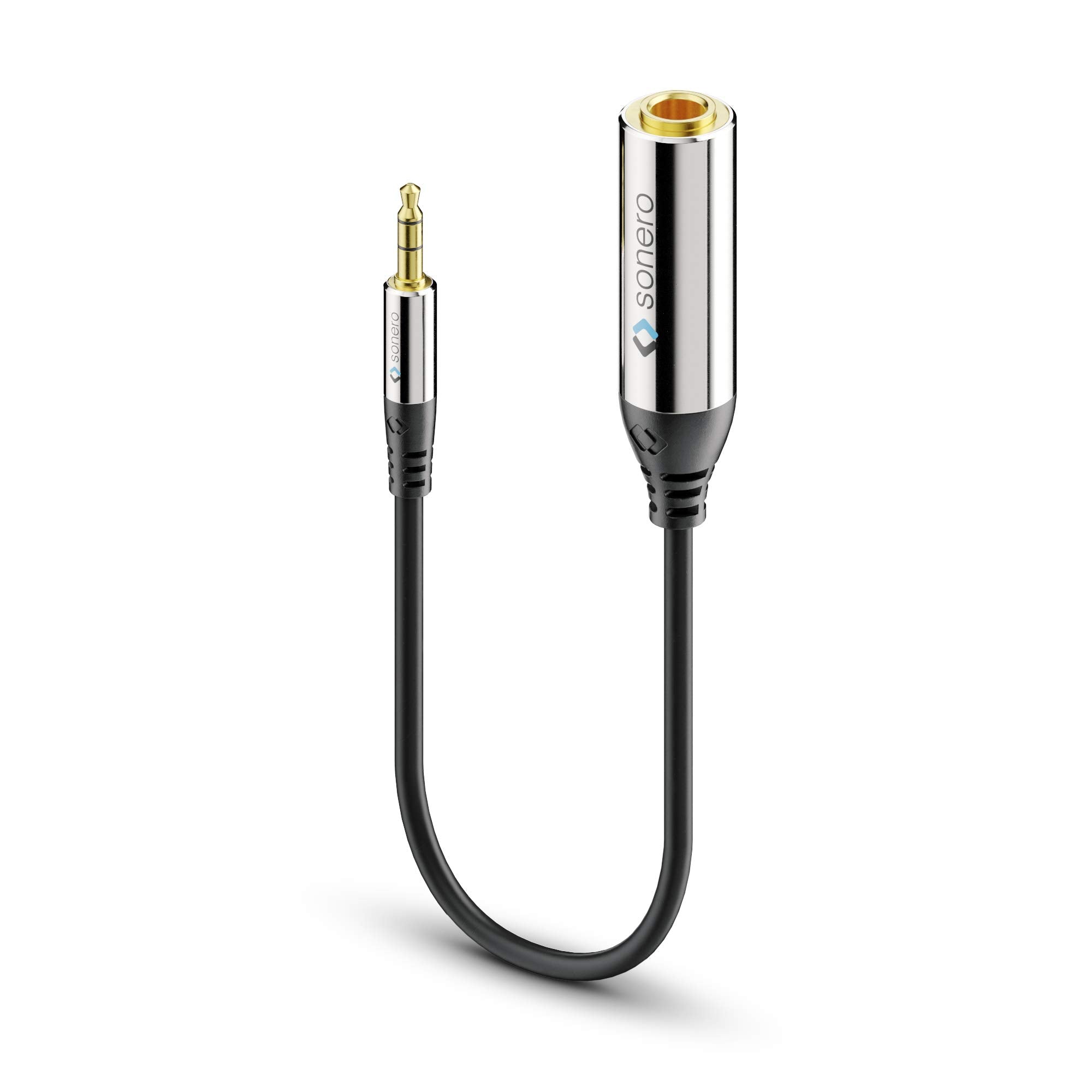 Sonero Premium Kopfhörer Adapter, 0,20m, 3,5mm Klinke Stecker auf 6,3mm Klinke Buchse, schwarz, S-ACA005