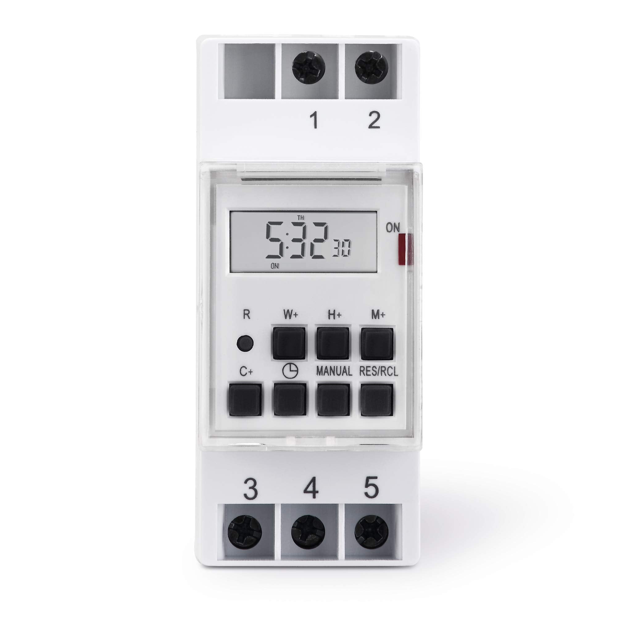 sonero® Digitale Zeitschaltuhr für Hutschienen / Schalttafel Einbau, 3600W, LCD-Display, 10 Schaltprogramme (Wochen-, Tages- und Minutenprogramm), 12/24h Timer, IP20, weiß, S-DOTH10