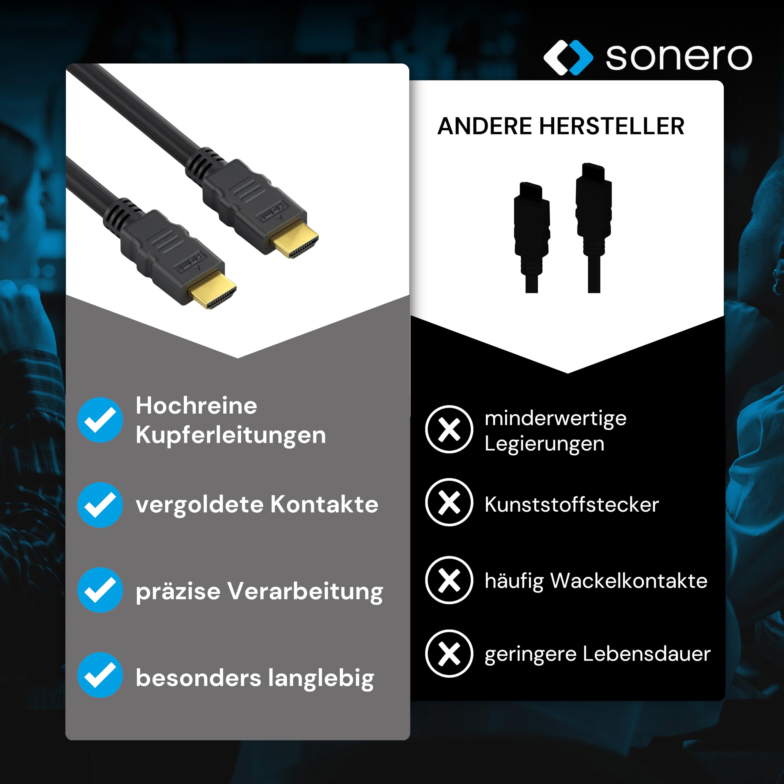 sonero Premium High Speed HDMI Kabel mit Ethernet - 1,00m