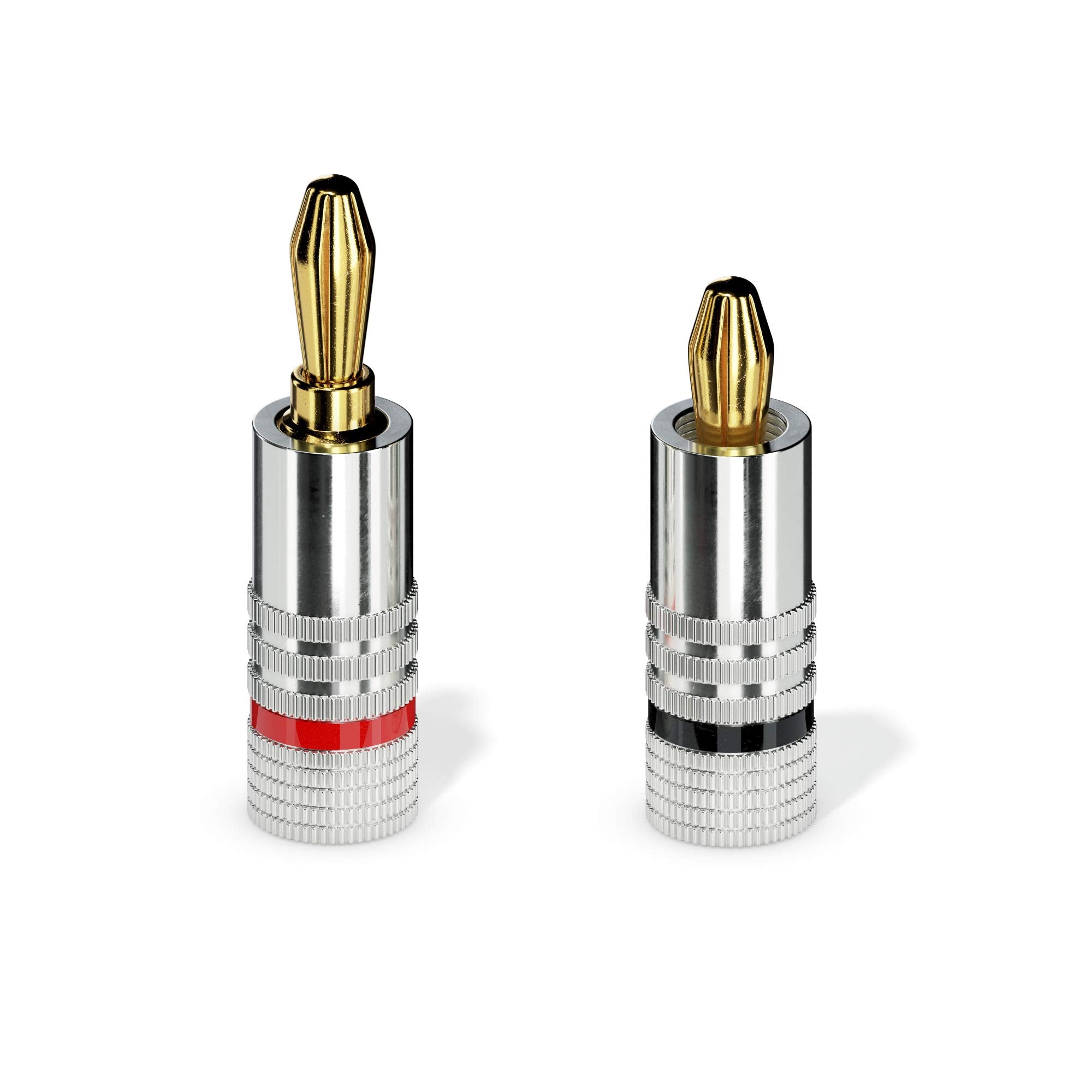 Sonero Bananenstecker 24er-Set, für alle Lautsprecherkabel mit einem Durchmesser bis max. 6mm², 4 Stück mit Farbcodierung (12x rot, 12x schwarz), 24k vergoldet, S-SC000-24, 24-er set
