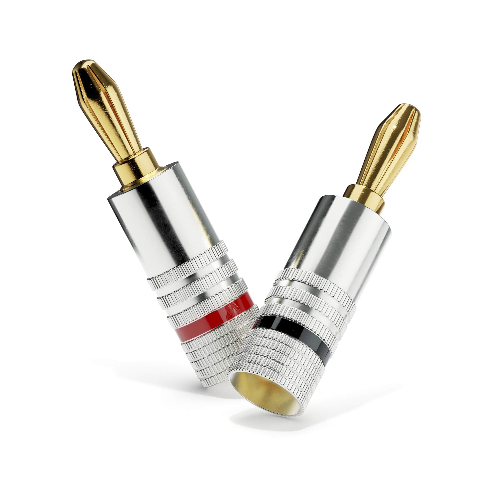 sonero Bananenstecker 16er-Set, für alle Lautsprecherkabel mit einem Durchmesser bis max. 6mm², 4 Stück mit Farbcodierung (8x rot, 8x schwarz), 24k vergoldet, S-SC000-16