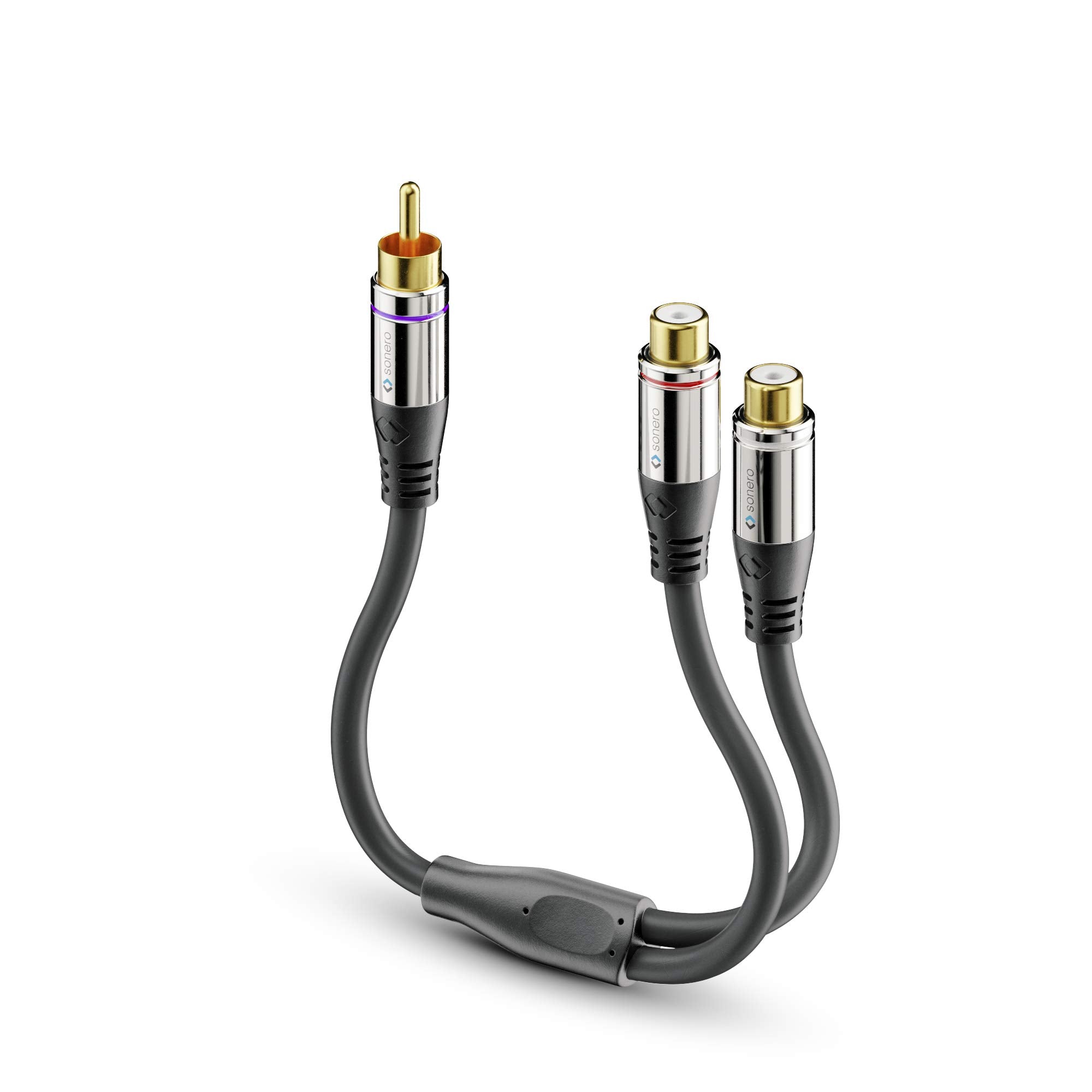 Sonero® Premium Subwoofer Audio Adapter, 0,20m, Cinch Stecker auf 2x Cinch Buchse, schwarz