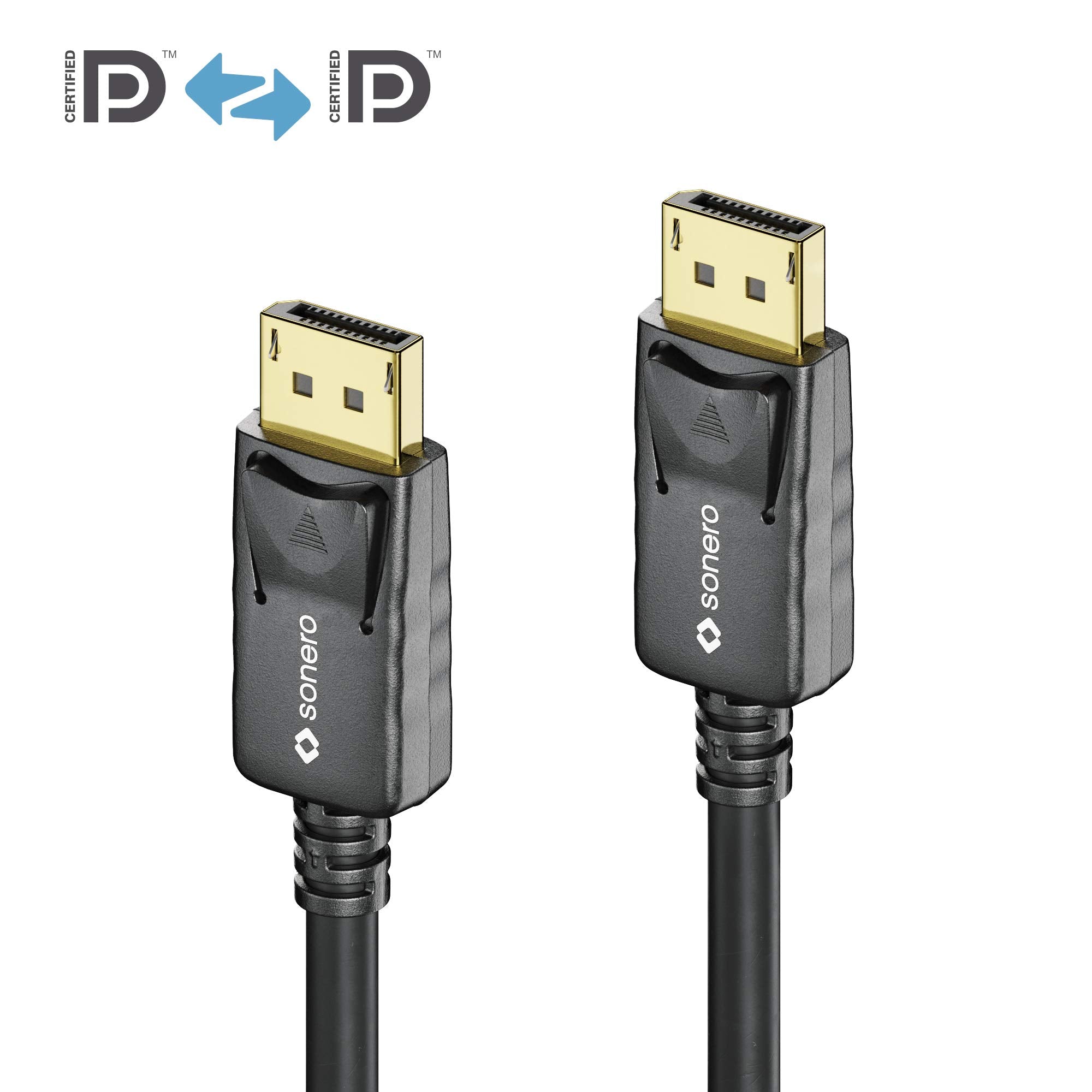 [Neu] sonero® 3m DisplayPort Kabel 1.4, DisplayPort auf DisplayPort, 8K 60hz, schwarz