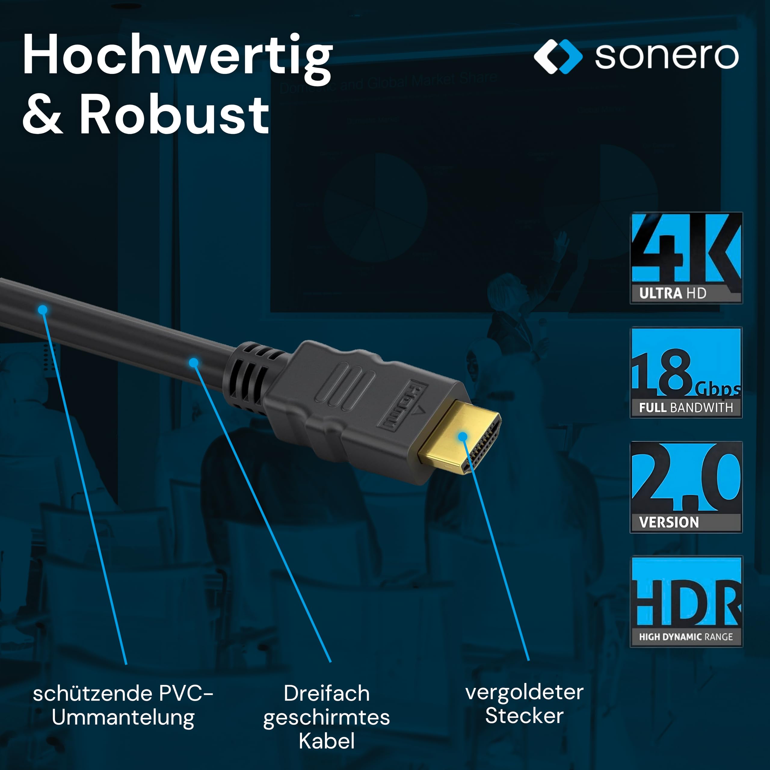 sonero Premium High Speed HDMI Kabel mit Ethernet - 1,00m