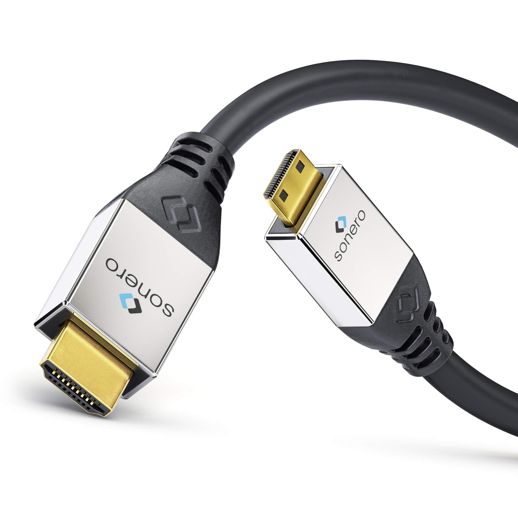 Sonero Premium High Speed Mini HDMI Kabel mit Ethernet, 2,00m, UltraHD / 4K / 60Hz, 18Gbps, schwarz