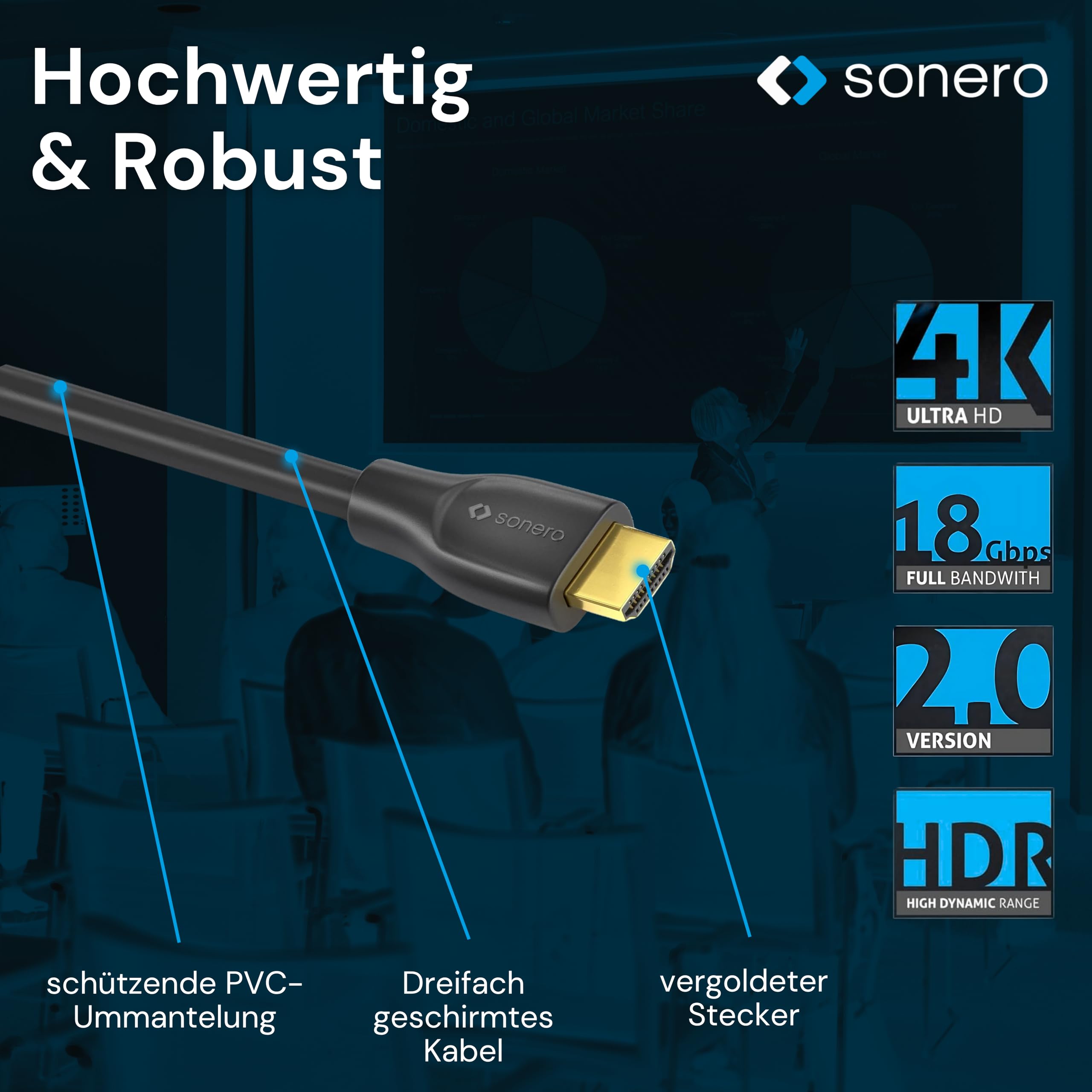 Sonero Premium High Speed HDMI Kabel mit Ethernet - 1,00m