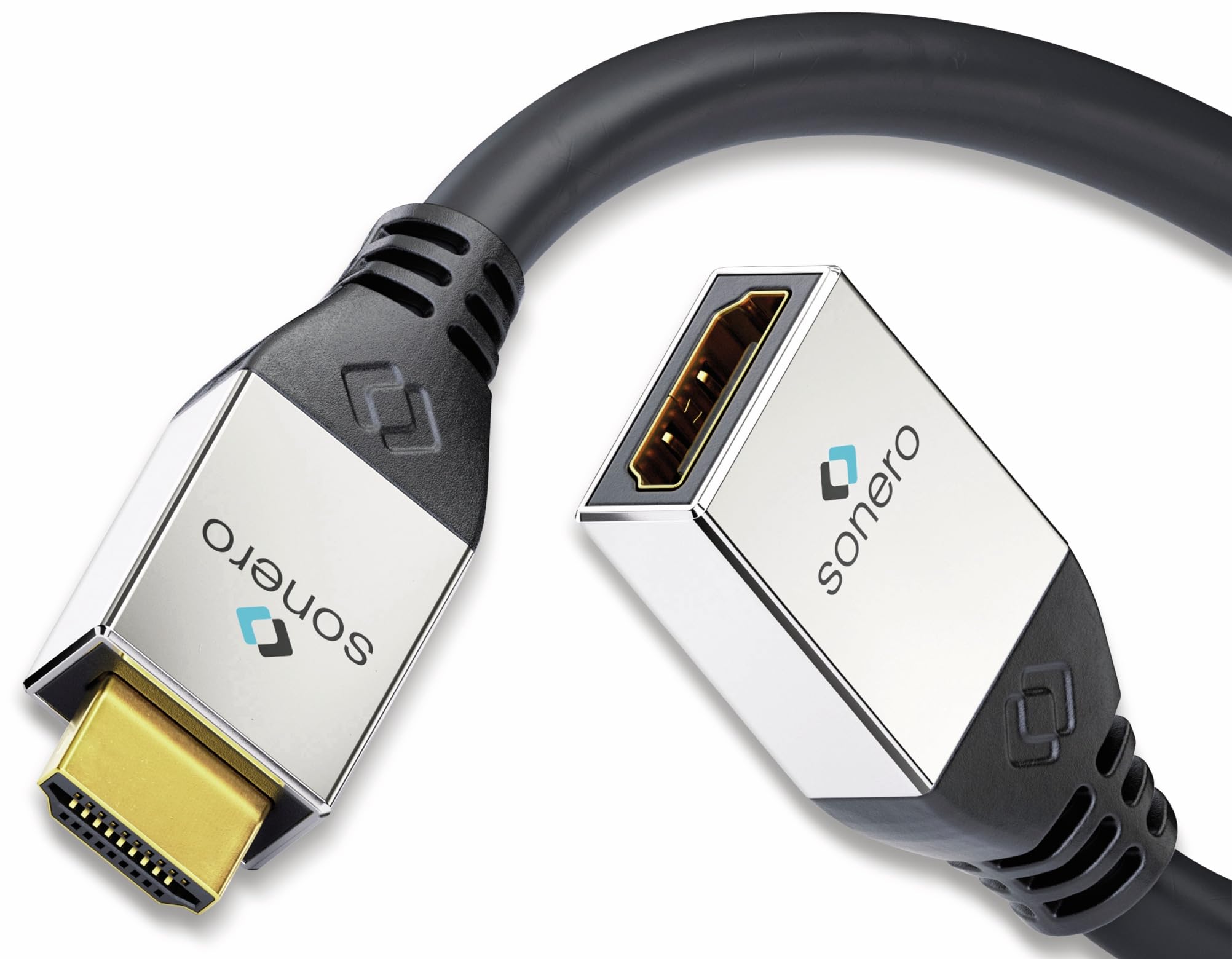 sonero® Premium High Speed HDMI Adapter mit Ethernet, 0,25m, UltraHD / 4K / 60Hz, 18Gbps, schwarz