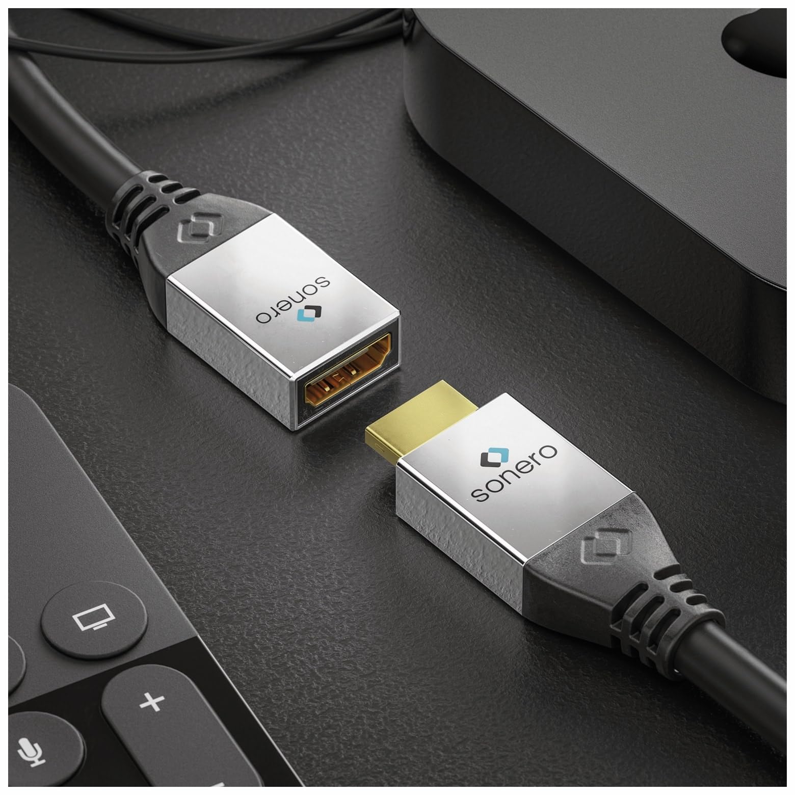 Sonero® Premium Mini HDMI High Speed Adapter mit Ethernet 0,25m UltraHD / 4K / 60Hz, 18Gbps, Schwarz