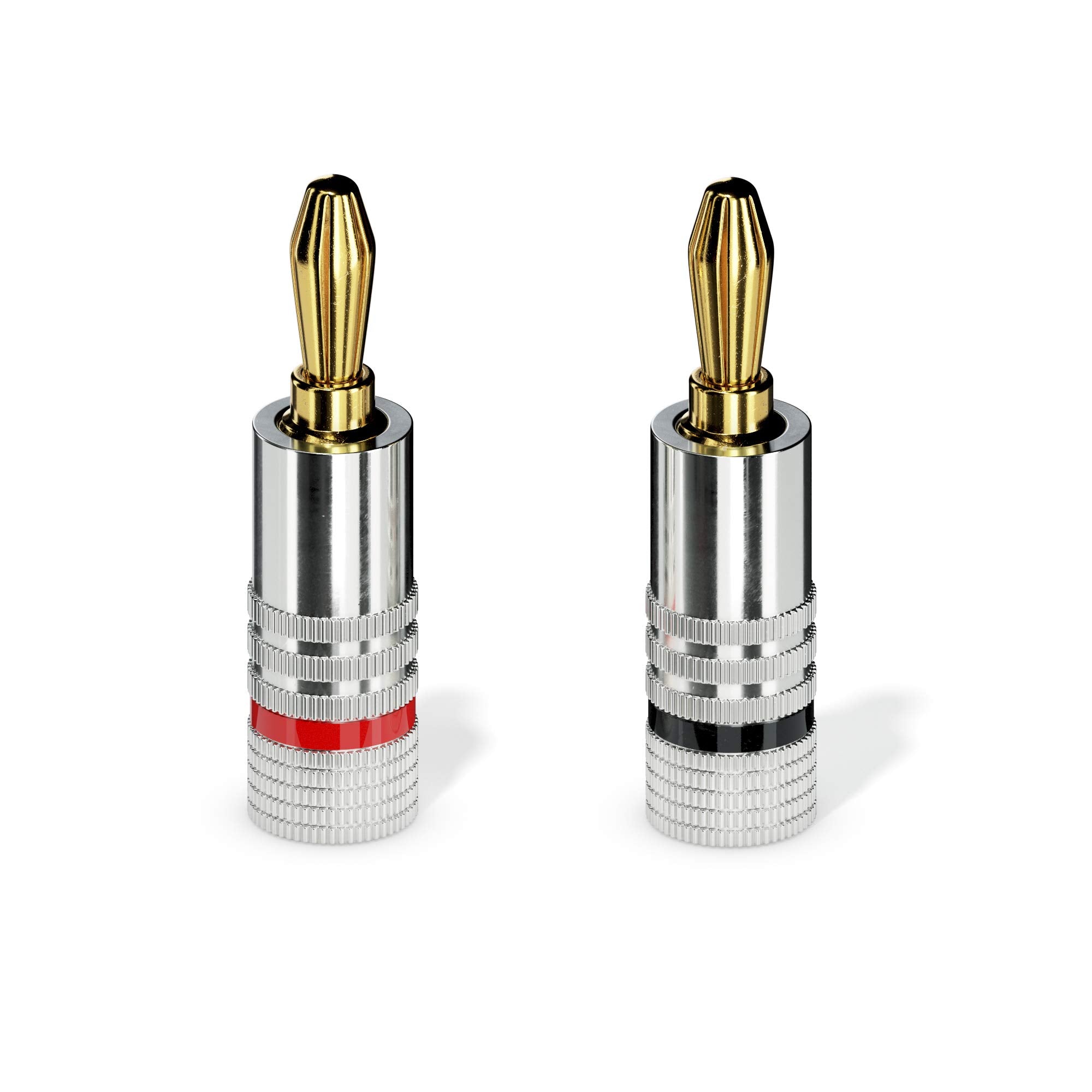 sonero Bananenstecker 16er-Set, für alle Lautsprecherkabel mit einem Durchmesser bis max. 6mm², 4 Stück mit Farbcodierung (8x rot, 8x schwarz), 24k vergoldet, S-SC000-16