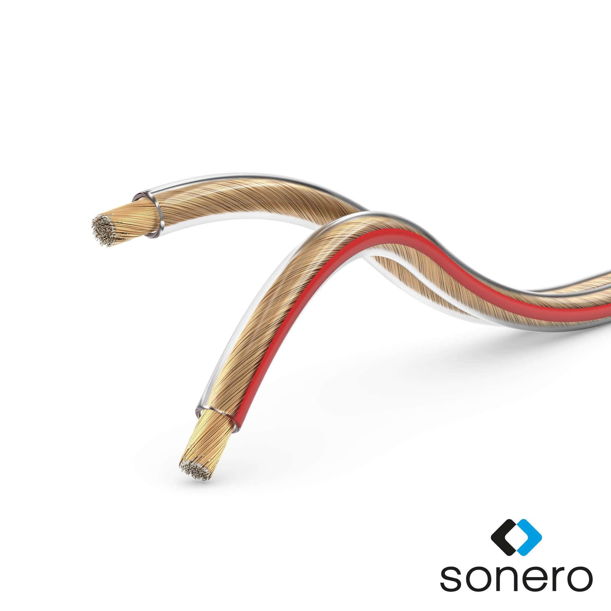 Sonero 25 Meter 2x2,50mm² CCA Lautsprecherkabel / Boxenkabel, Farbe: transparent
