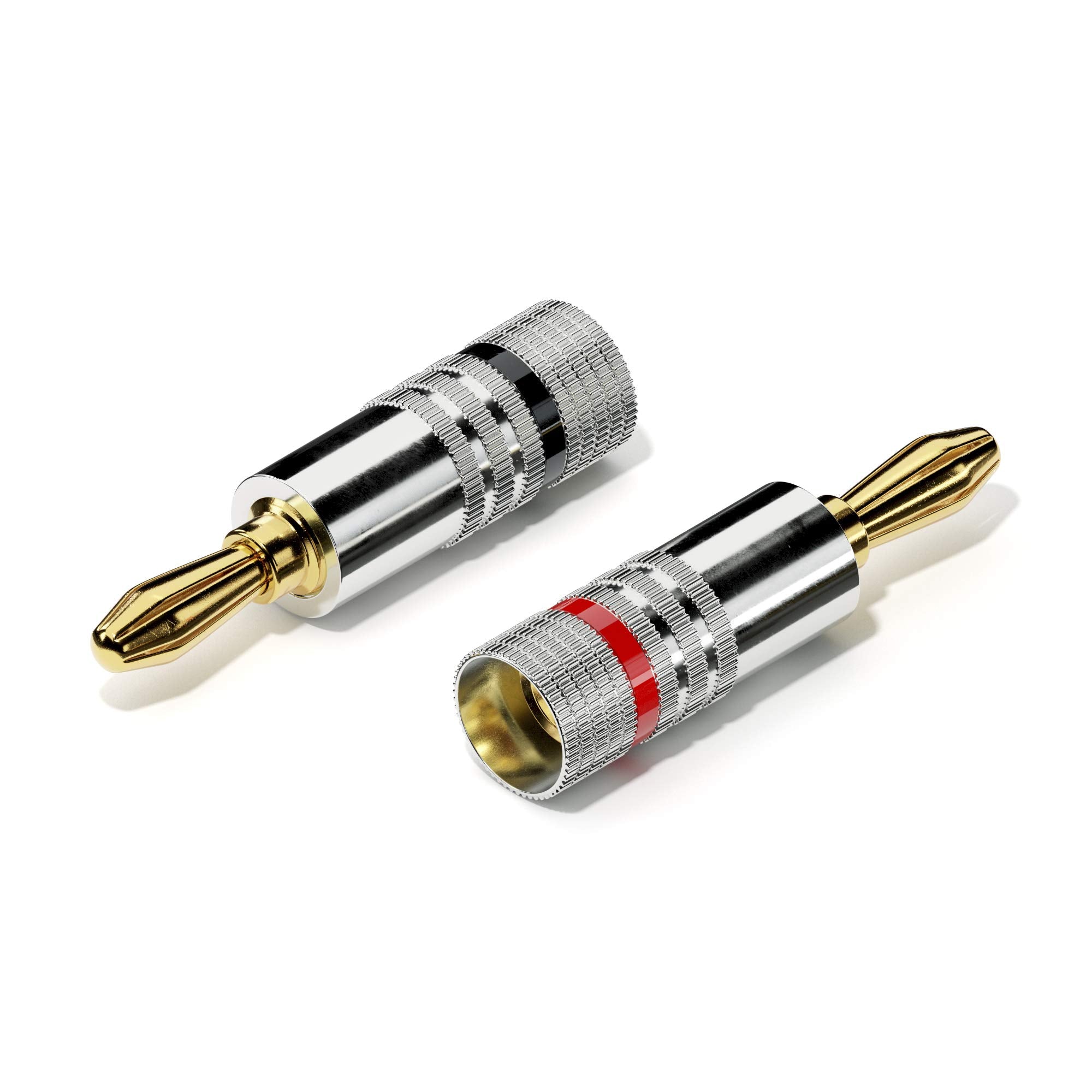 Sonero Bananenstecker 24er-Set, für alle Lautsprecherkabel mit einem Durchmesser bis max. 6mm², 4 Stück mit Farbcodierung (12x rot, 12x schwarz), 24k vergoldet, S-SC000-24, 24-er set