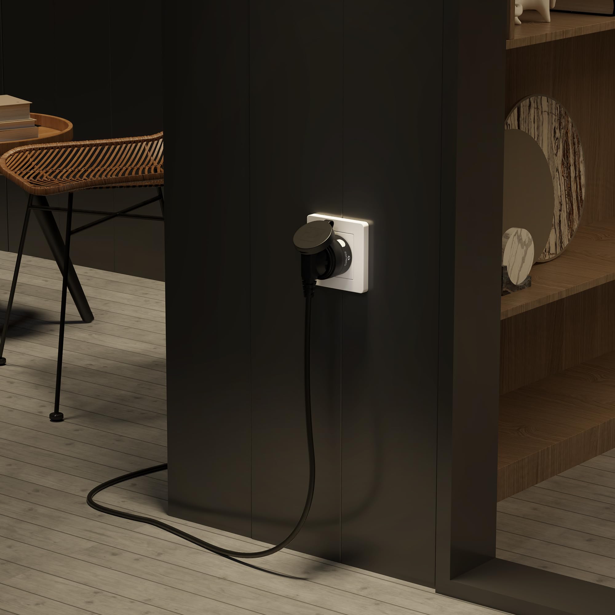sonero Funksteckdosen mit Fernbedienung Aussen, Outdoor Set, 2300 Watt, 230V, 2 x Steckdose mit Funkfernbedienung, IP44, 30m Reichweite, Stromsparen, Schwarz