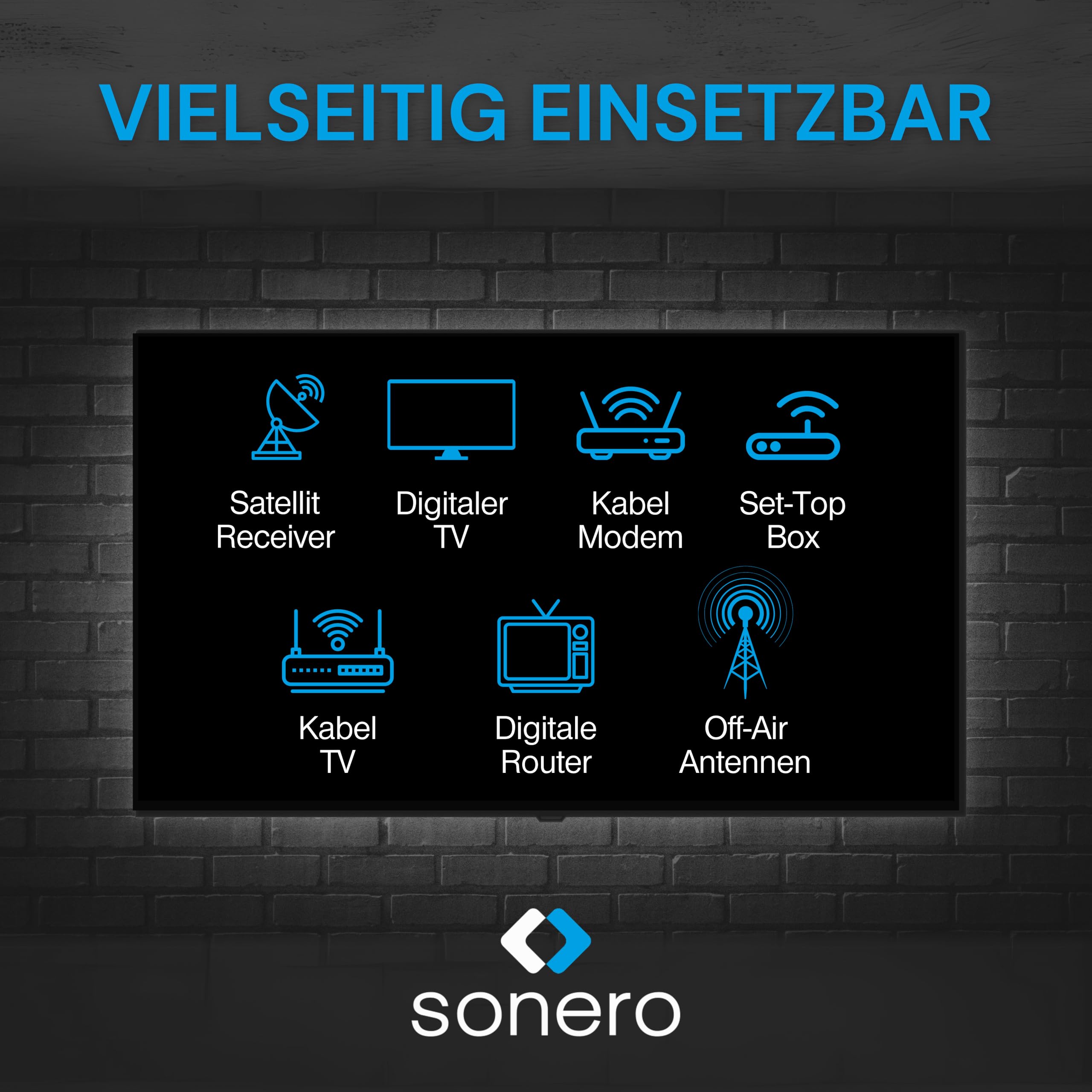 Sonero Antennenkabel SAT Kabel Koaxialkabel Satelitenkabel TV 7,5m 4fach geschirmt, für HDTV, Receiver, Internet, Satelit, DAB, Radio, weiß
