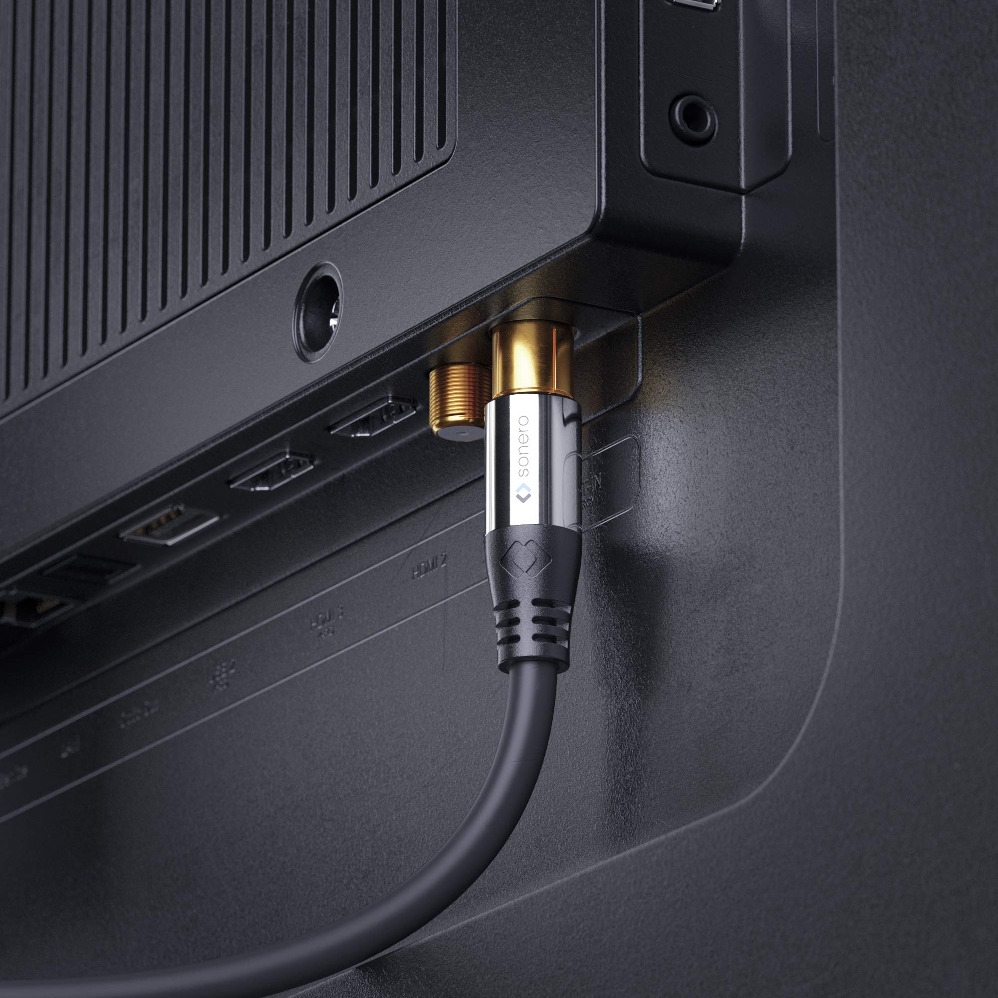 Sonero Antennenkabel SAT Kabel Koaxialkabel Satelitenkabel TV 2,00m 2fach geschirmt, für HDTV, Receiver, Internet, Satelit, DAB, Radio, schwarz
