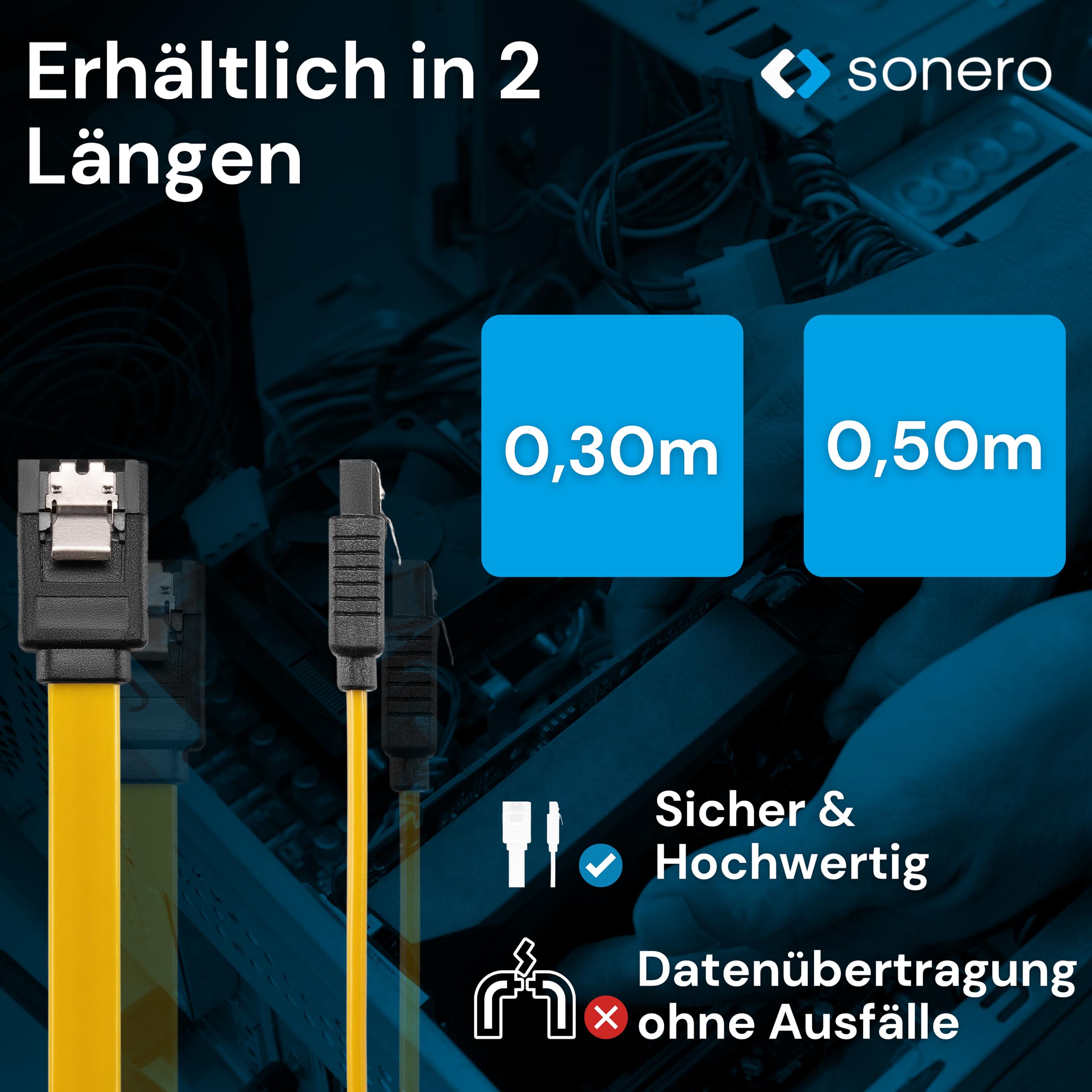 Sonero® SATA III 6Gb/s Datenkabel, 0,50m, gelb