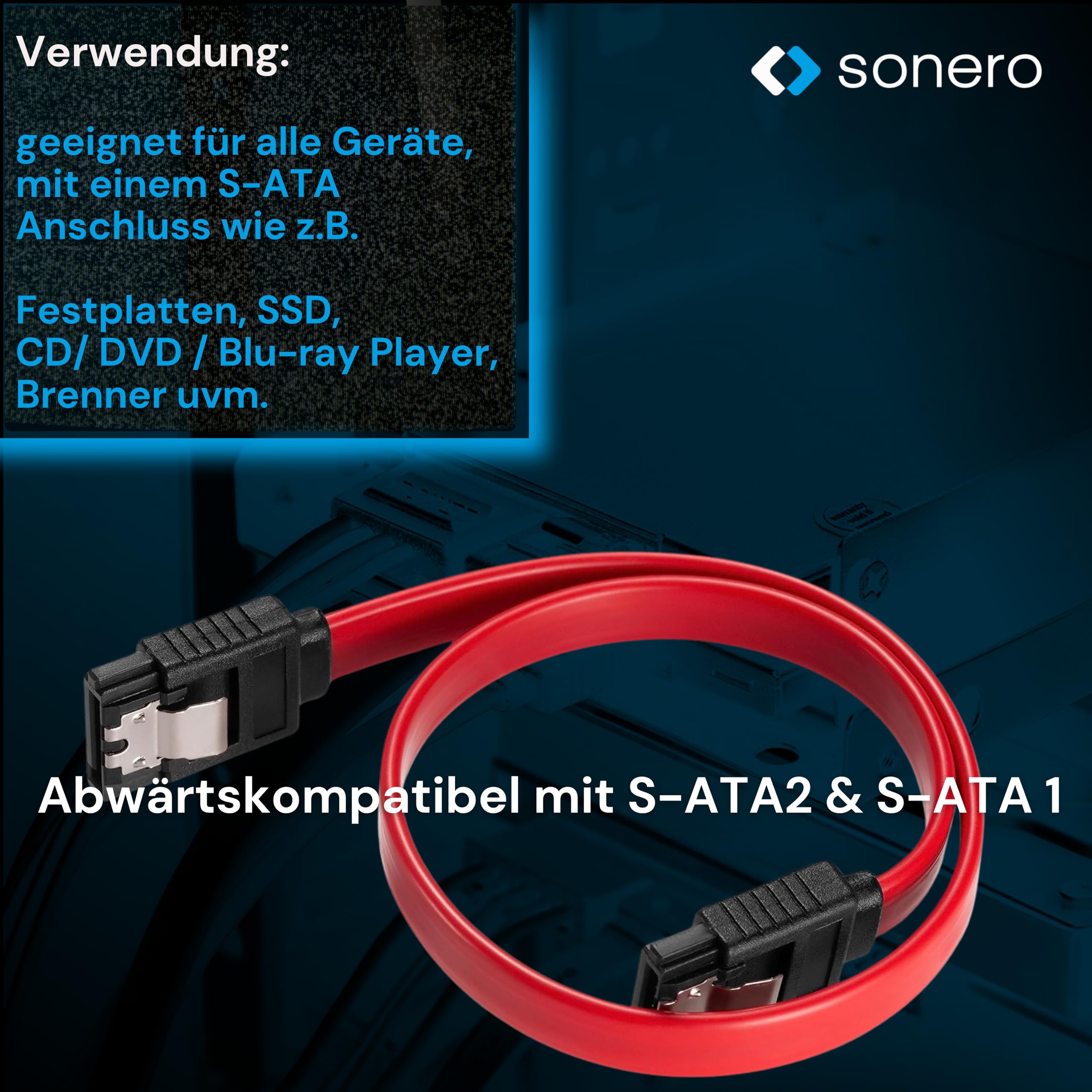 Sonero® SATA III 6Gb/s Datenkabel, 0,50m, rot