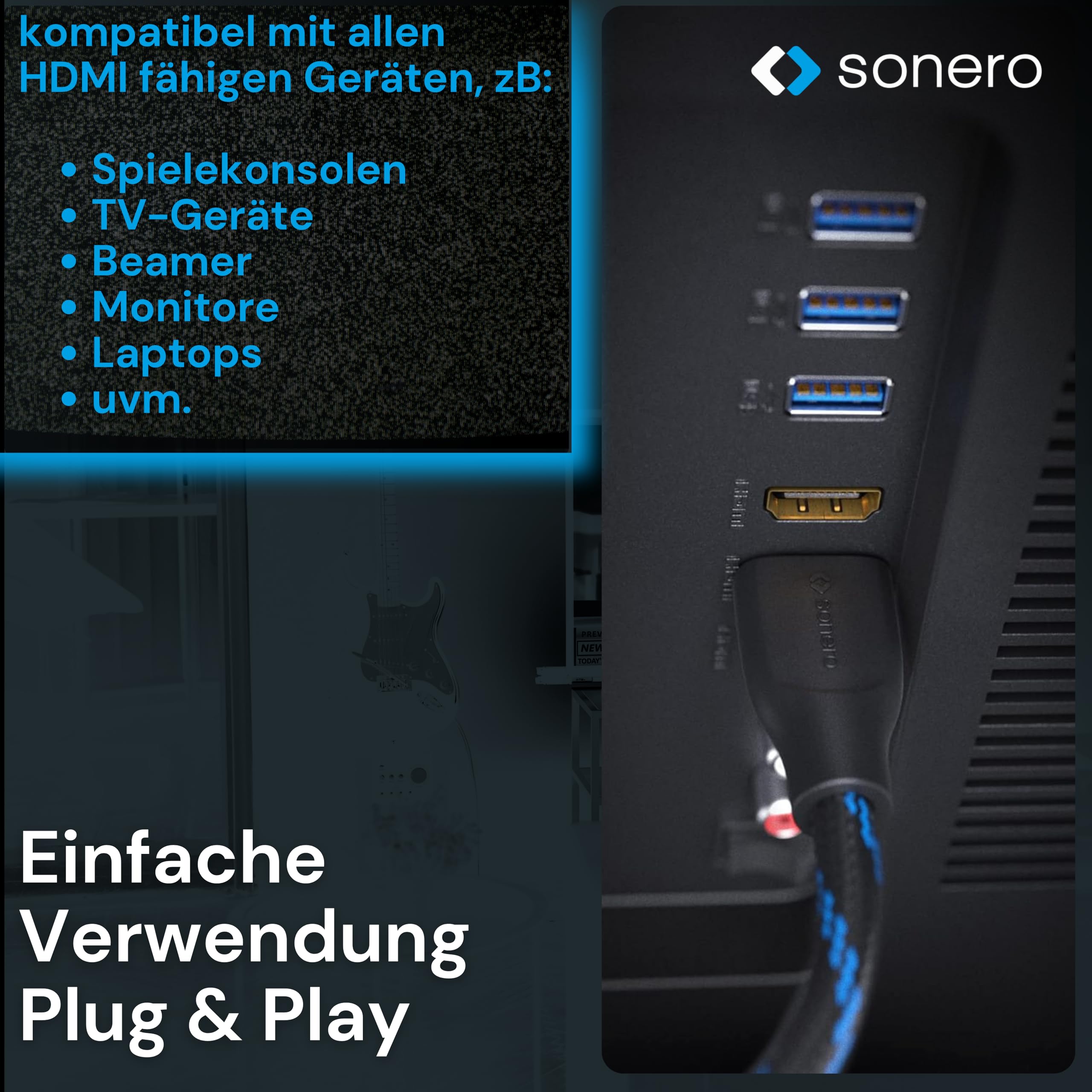 sonero Premium High Speed HDMI Kabel mit Ethernet - 1,00m