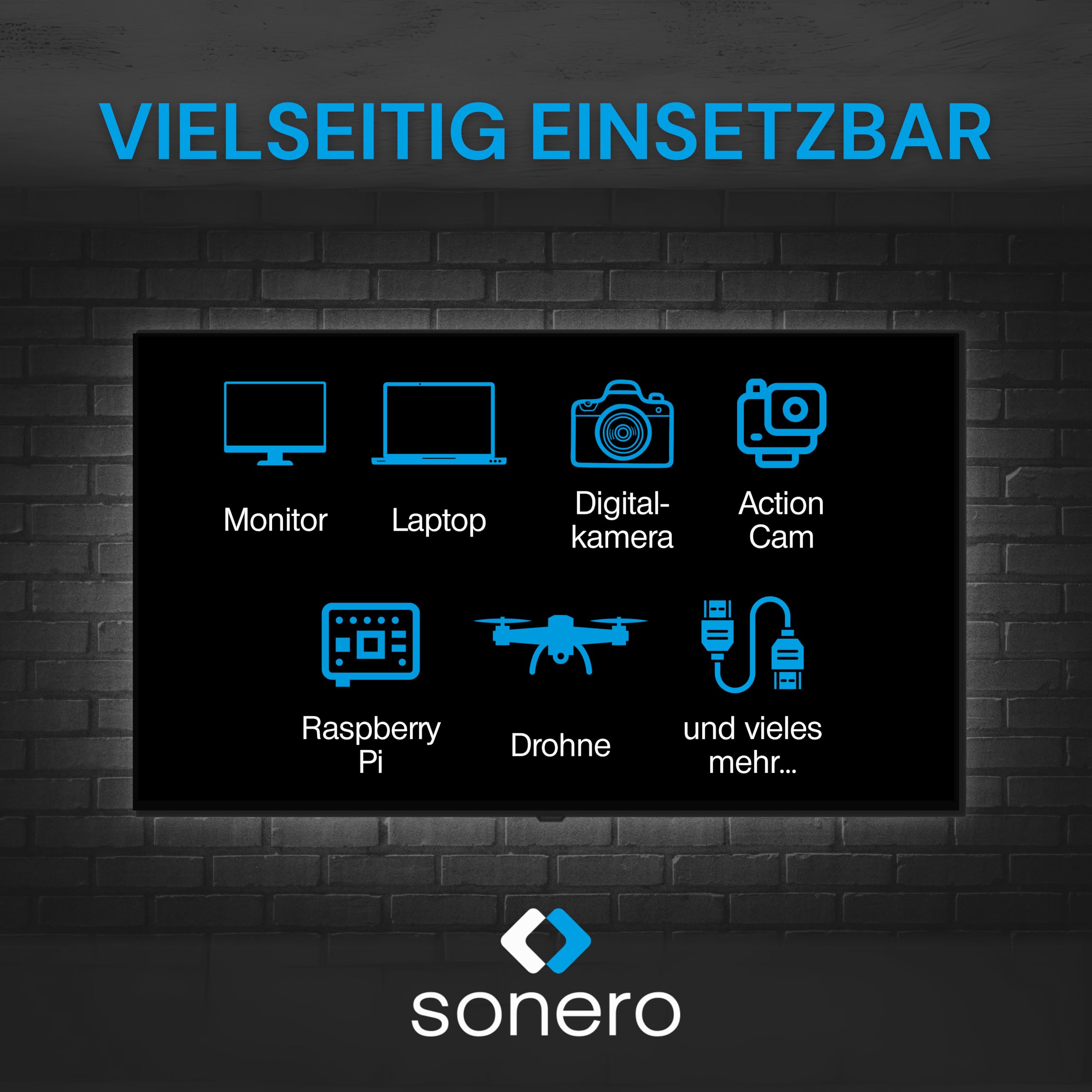 Sonero® 4K Micro HDMI auf HDMI-Kabel, Premium High Speed, 4K 60Hz, Micro HDMI Stecker auf HDMI Stecker, vergoldete Kontakte, zweifache Abschirmung, PVC-Mantel, 0,50m