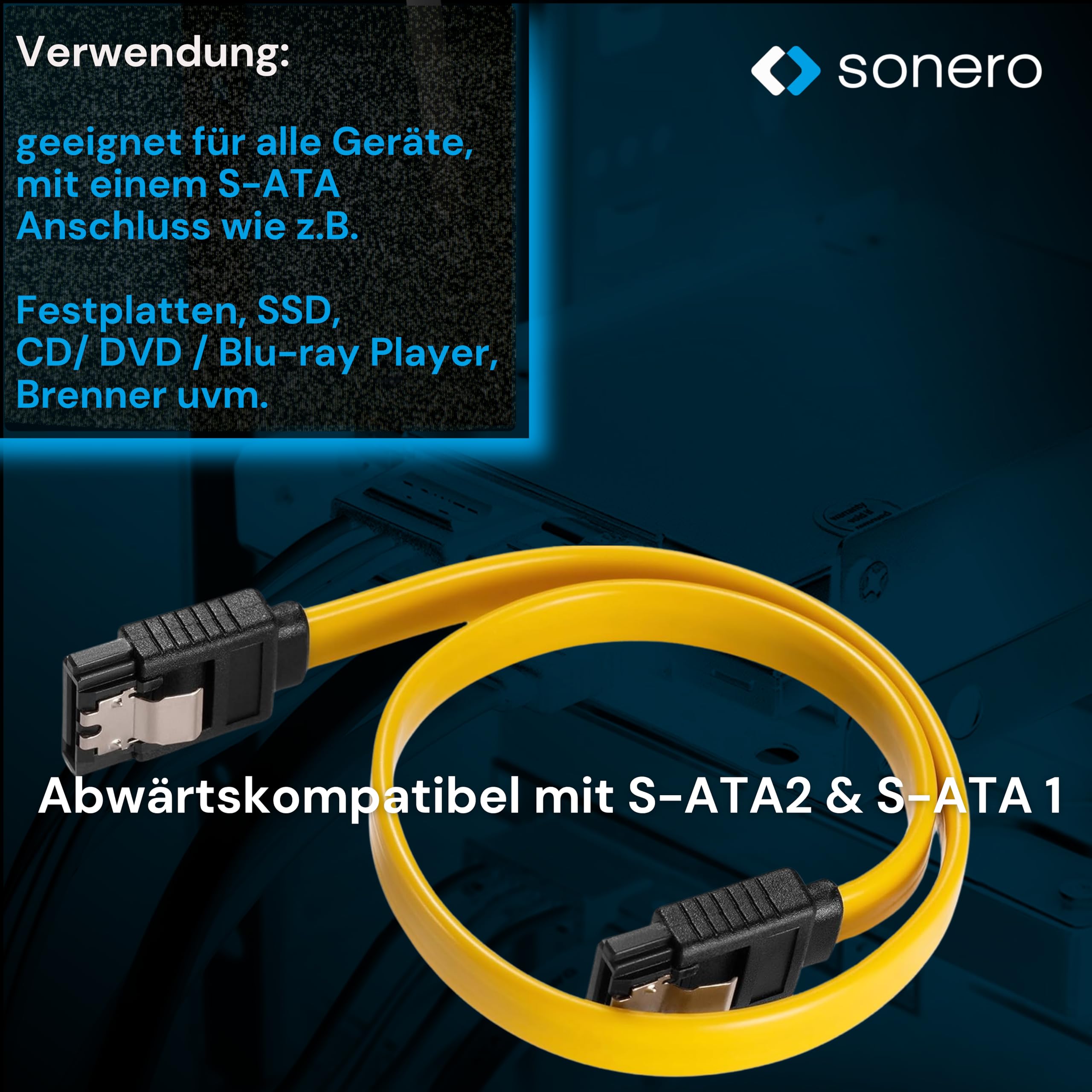 Sonero® SATA III 6Gb/s Datenkabel, 0,50m, gelb