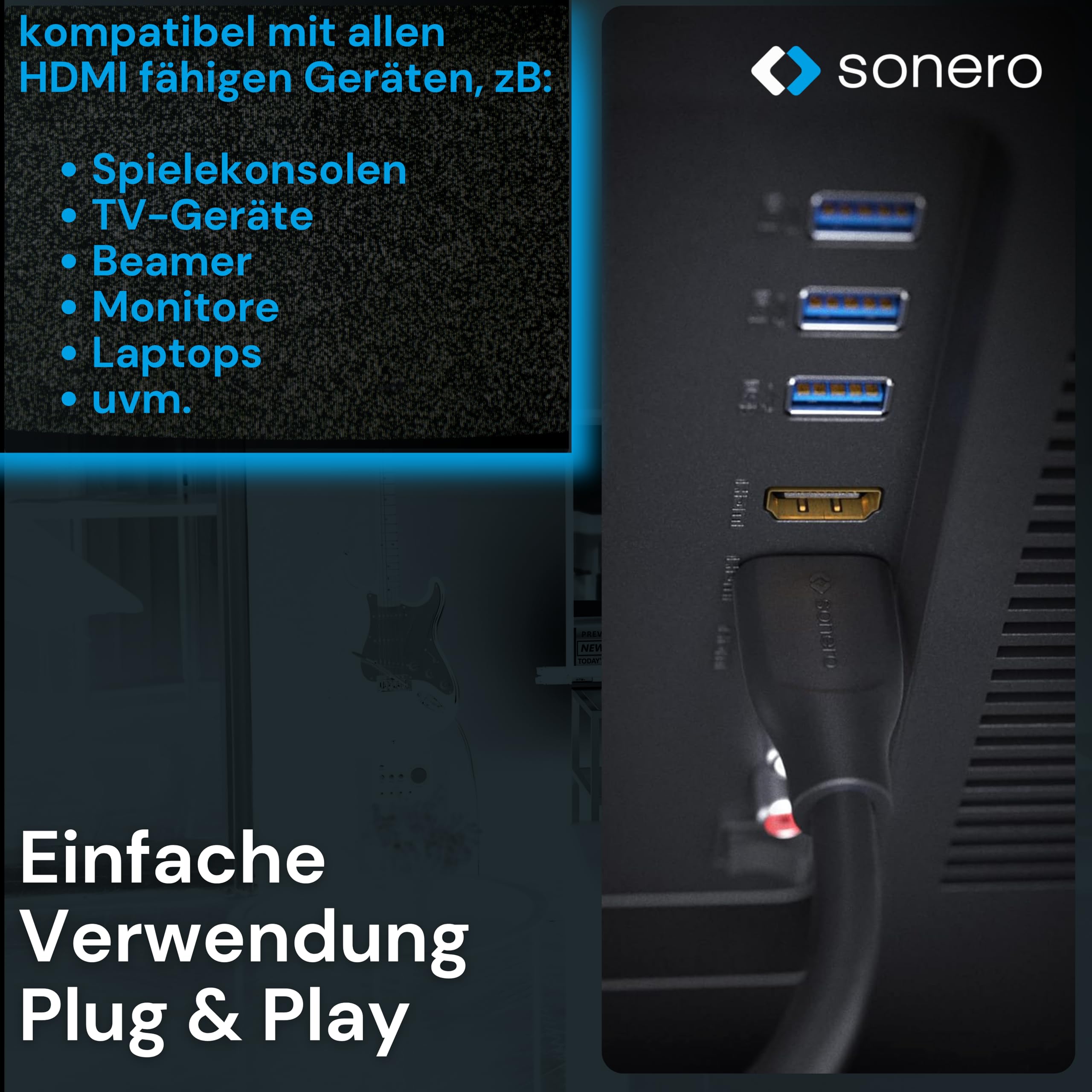 Sonero Premium High Speed HDMI Kabel mit Ethernet - 1,00m