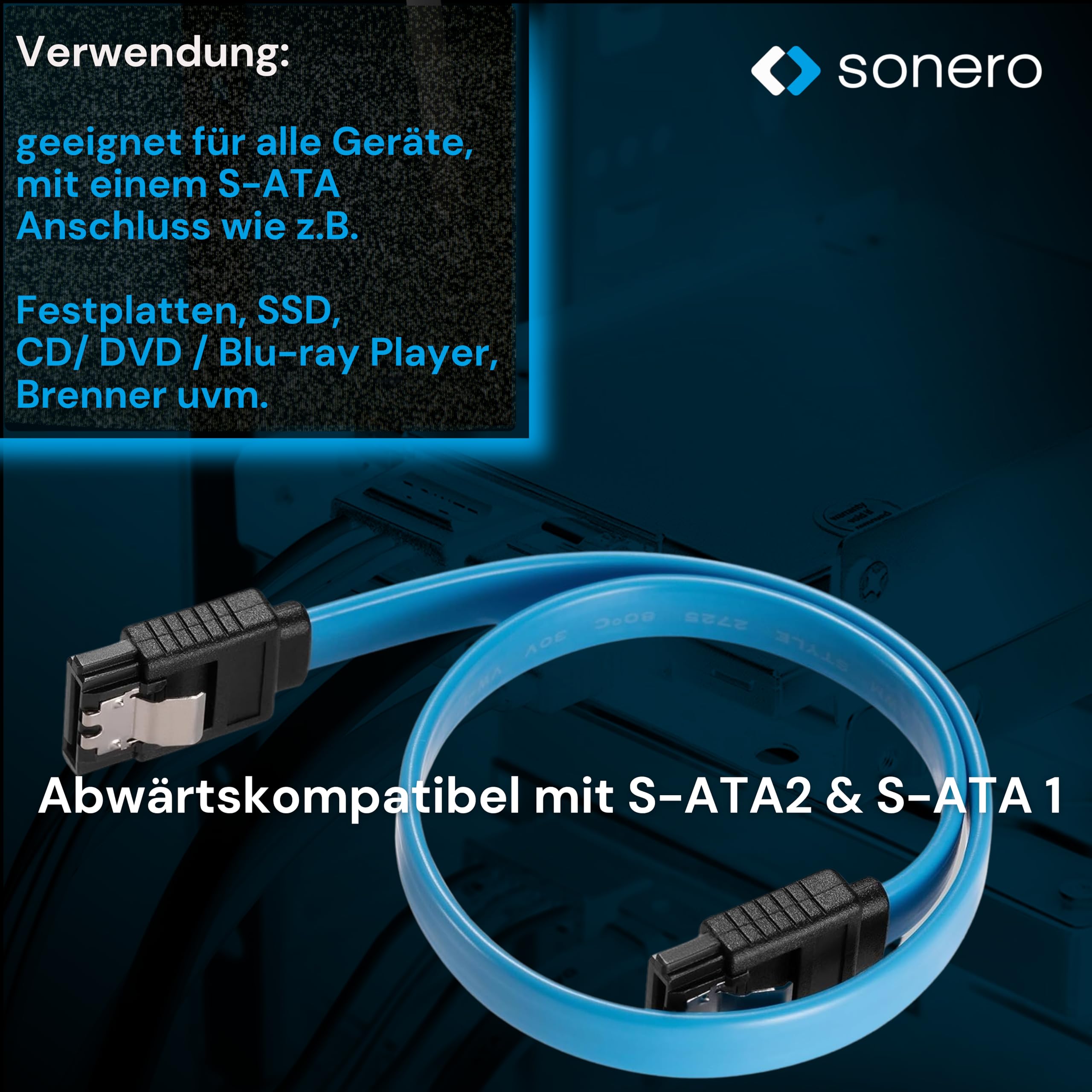 Sonero® SATA III 6Gb/s Datenkabel, 0,50m, blau