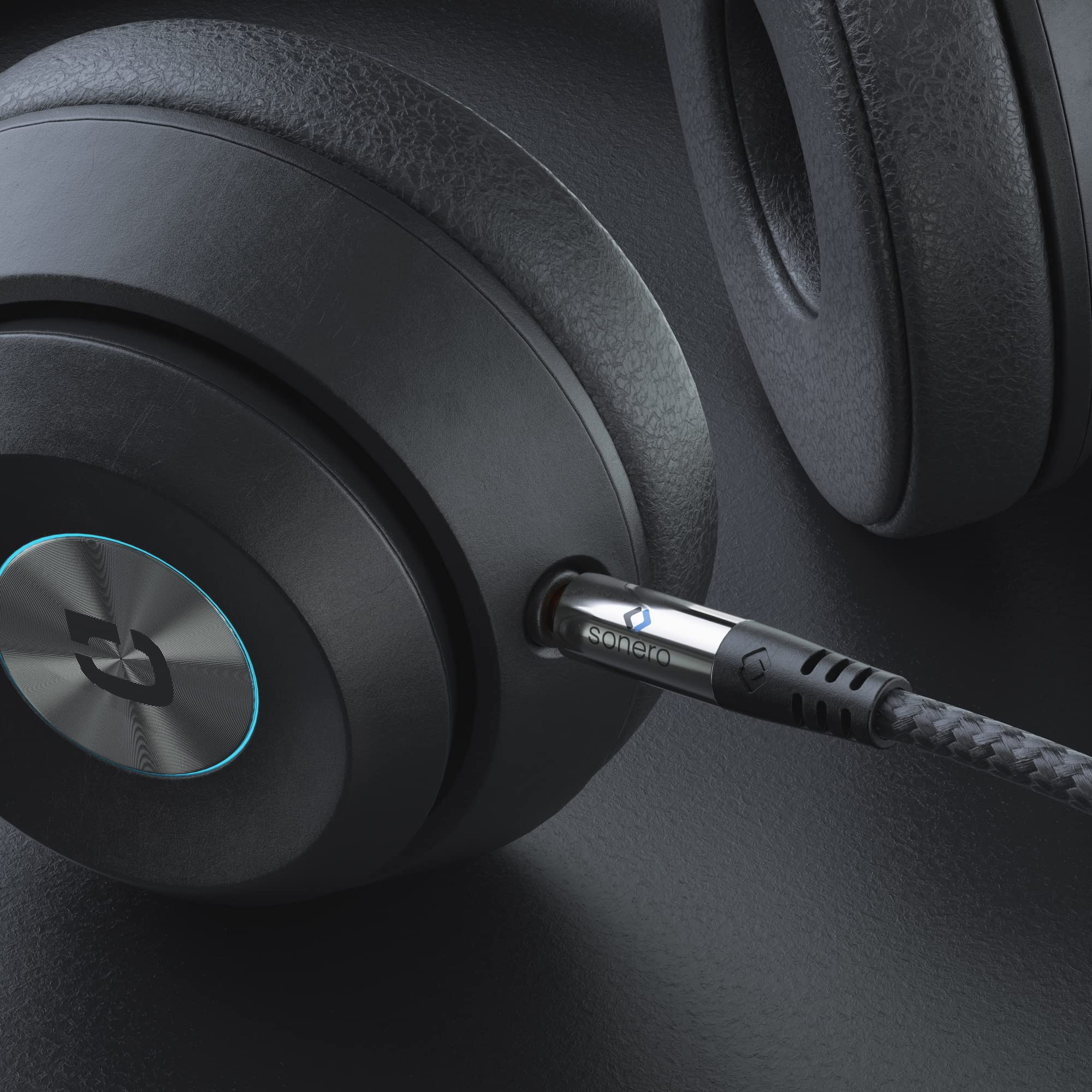 Sonero® premium Audiokabel mit Nylon Mantel, 3.5mm Klinke, 2,00m, vergoldete Kontakte, schwarz