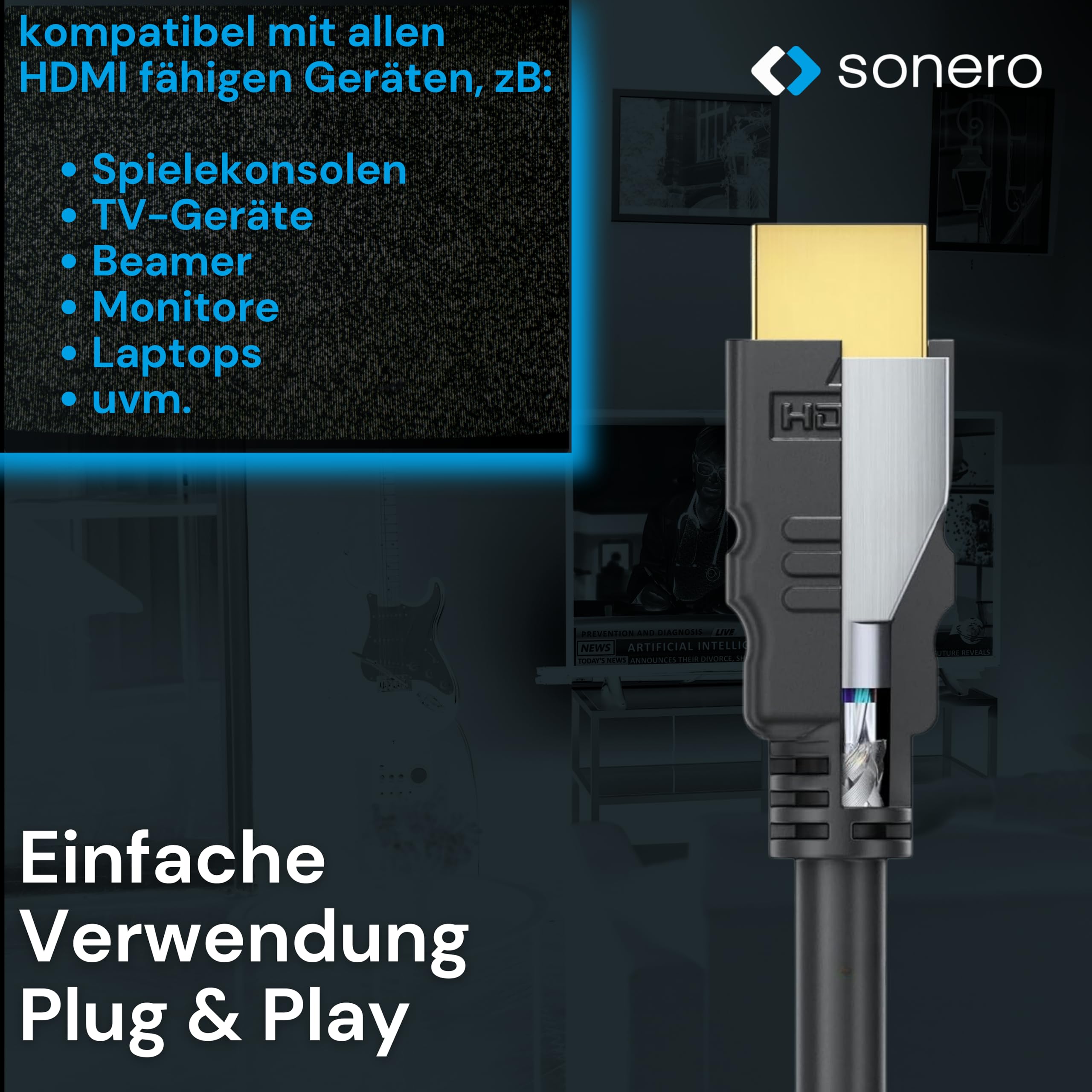 sonero Premium High Speed HDMI Kabel mit Ethernet - 1,00m