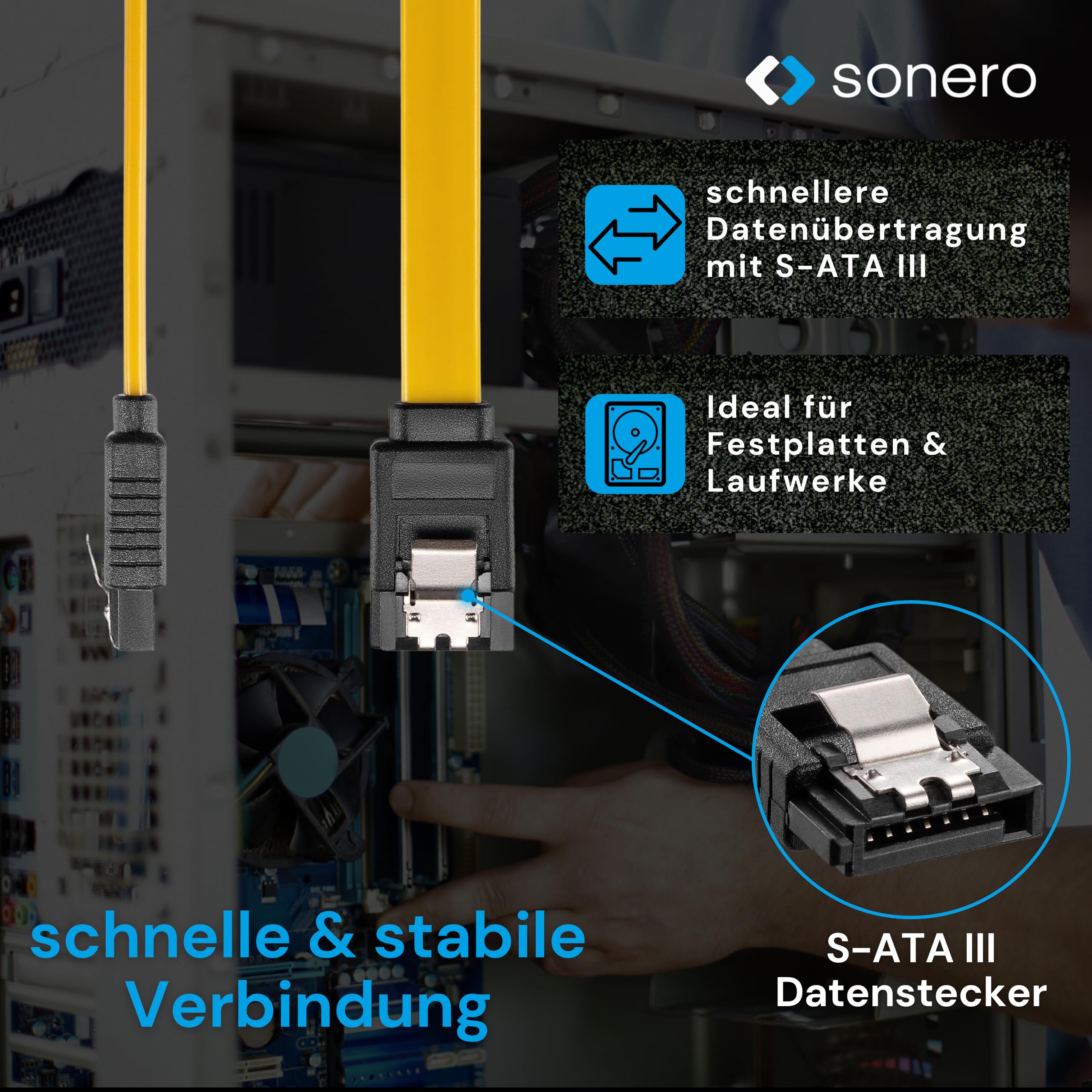 Sonero® SATA III 6Gb/s Datenkabel, 0,50m, gelb