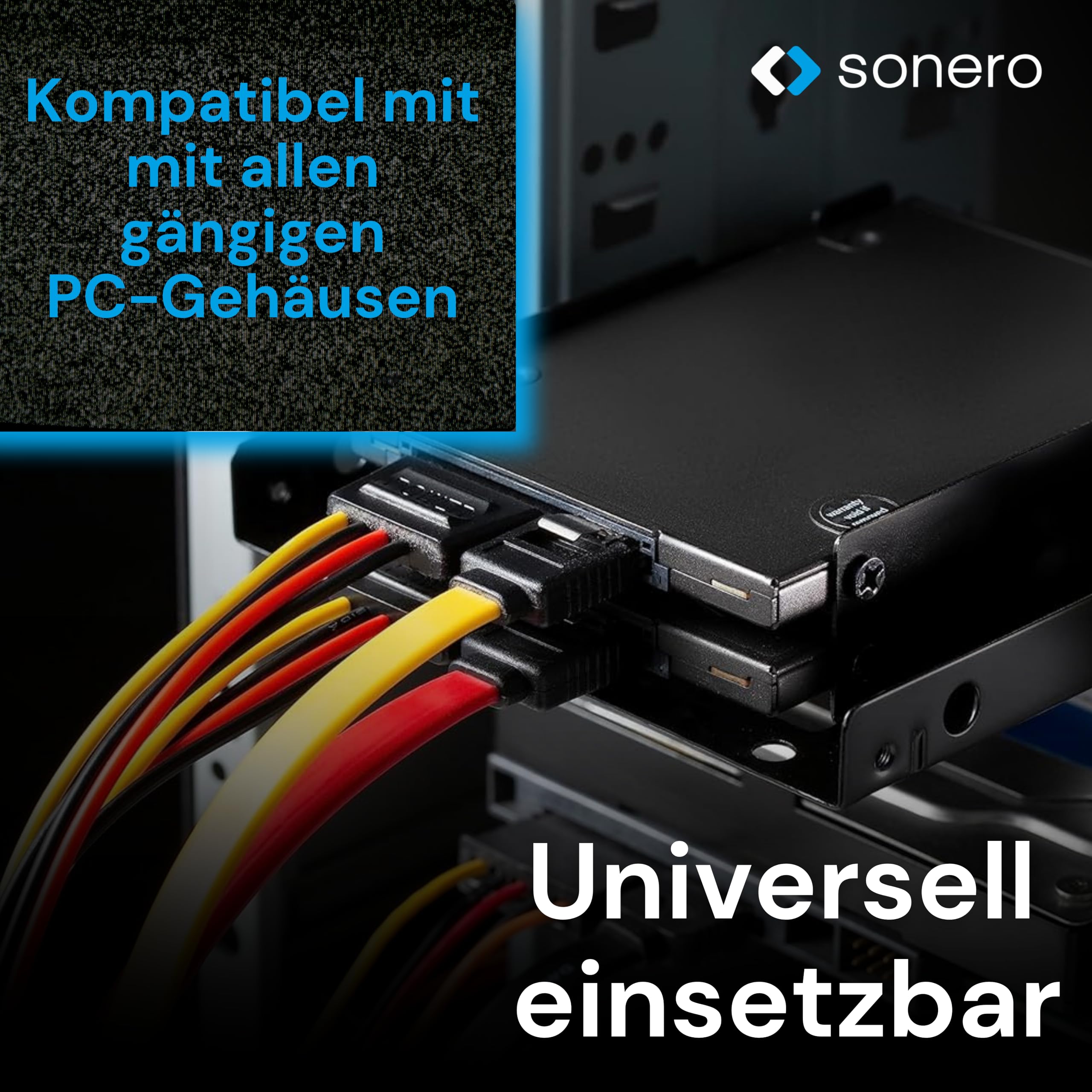 Sonero® SSD Einbaurahmen Set, 2,5" SSD auf 3,5" inkl, Zubehör