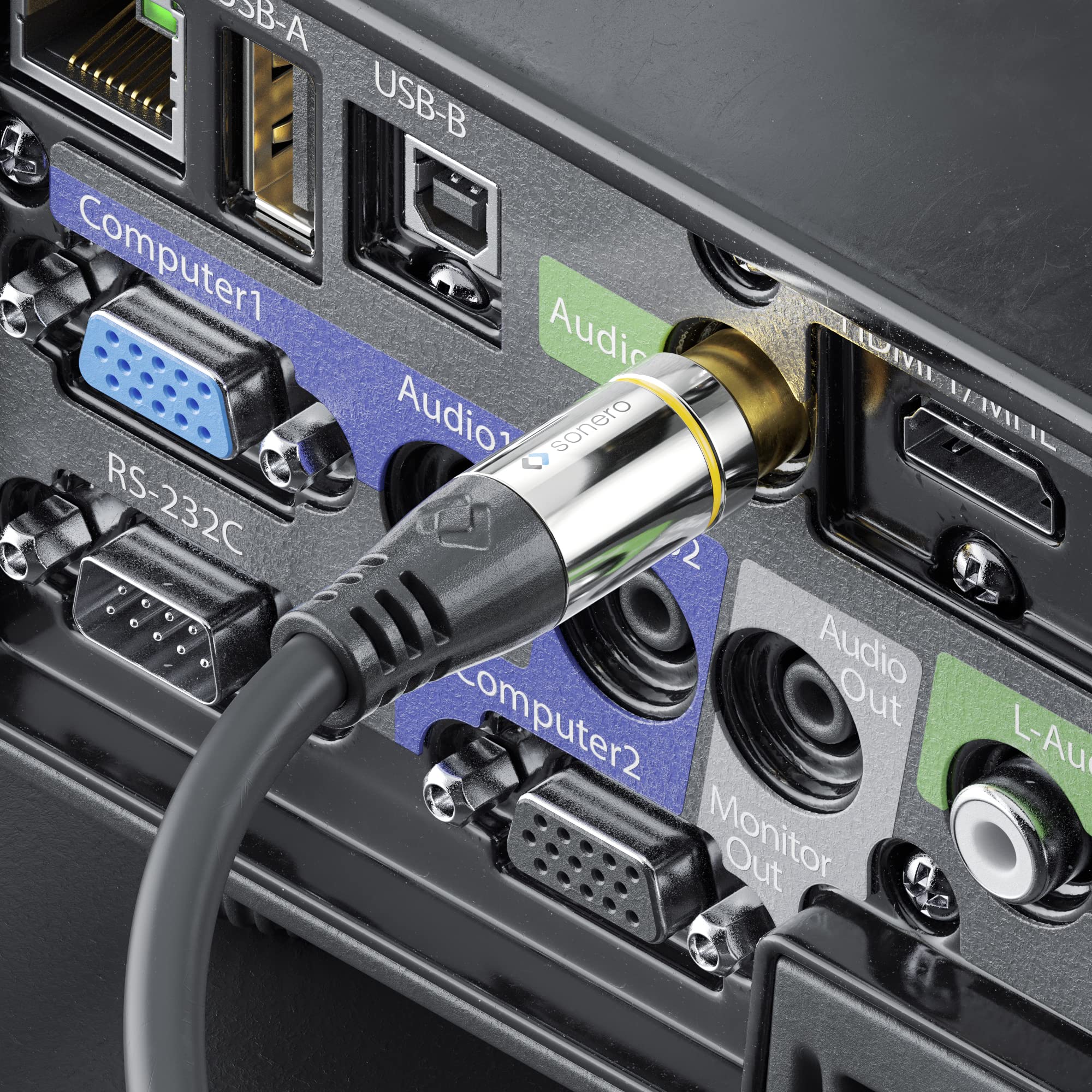 Sonero® Premium 7,50m Cinch Kabel, 1x Cinch Stecker auf 1x Cinch Stecker, Subwoofer, Verstärker, Beamer, AV Receiver, schwarz