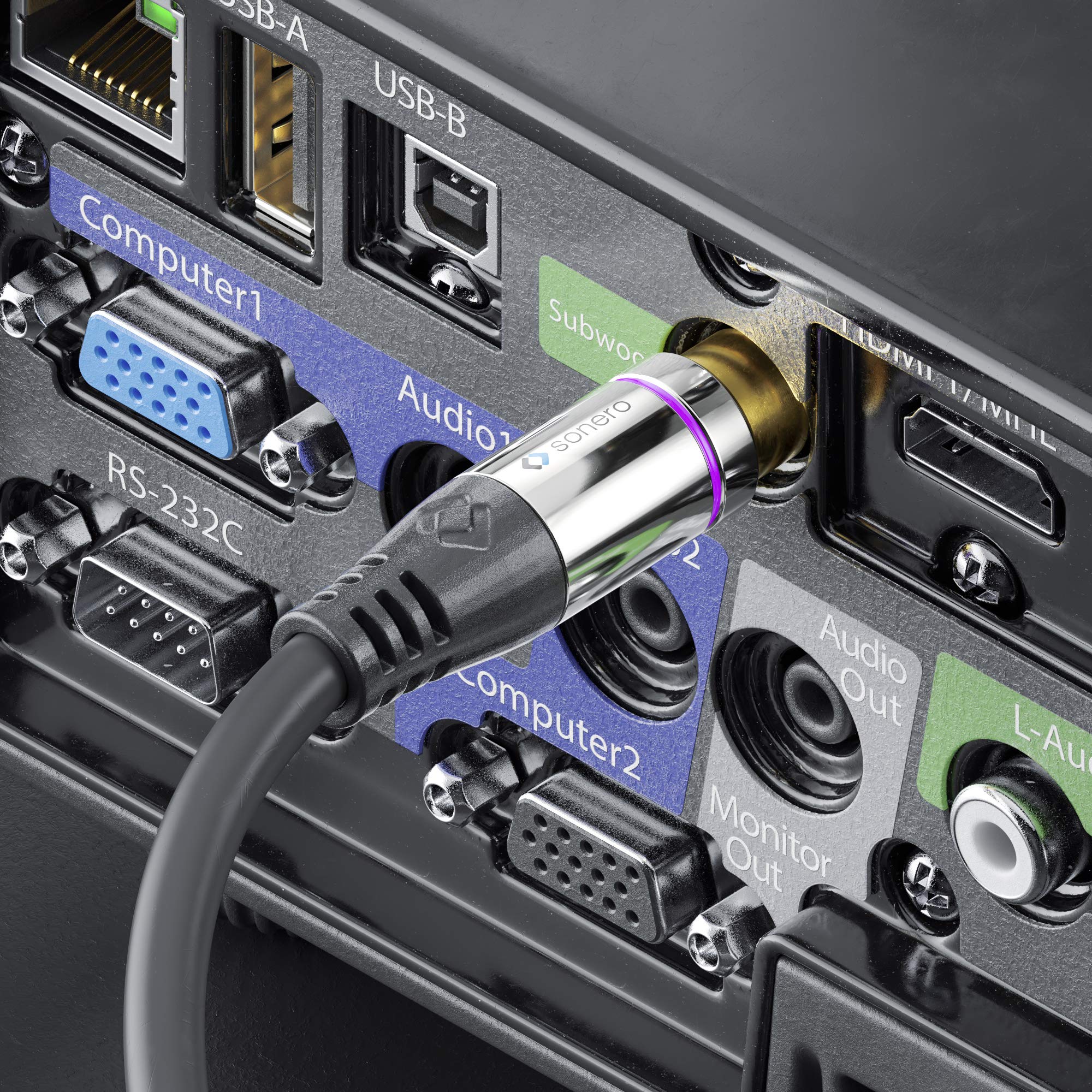 Sonero® Premium Subwoofer Audio Adapter, 0,20m, Cinch Stecker auf 2x Cinch Buchse, schwarz